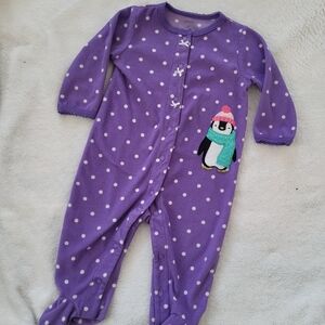 Carter's Purple Polka Dot Footie with Penguin